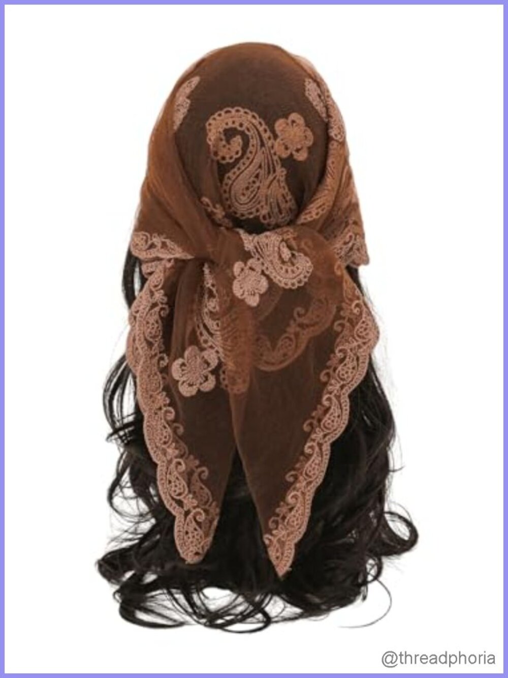 Sheer Lace Hair Scarf Flower Embroidery Women's Headband Accessory One Size